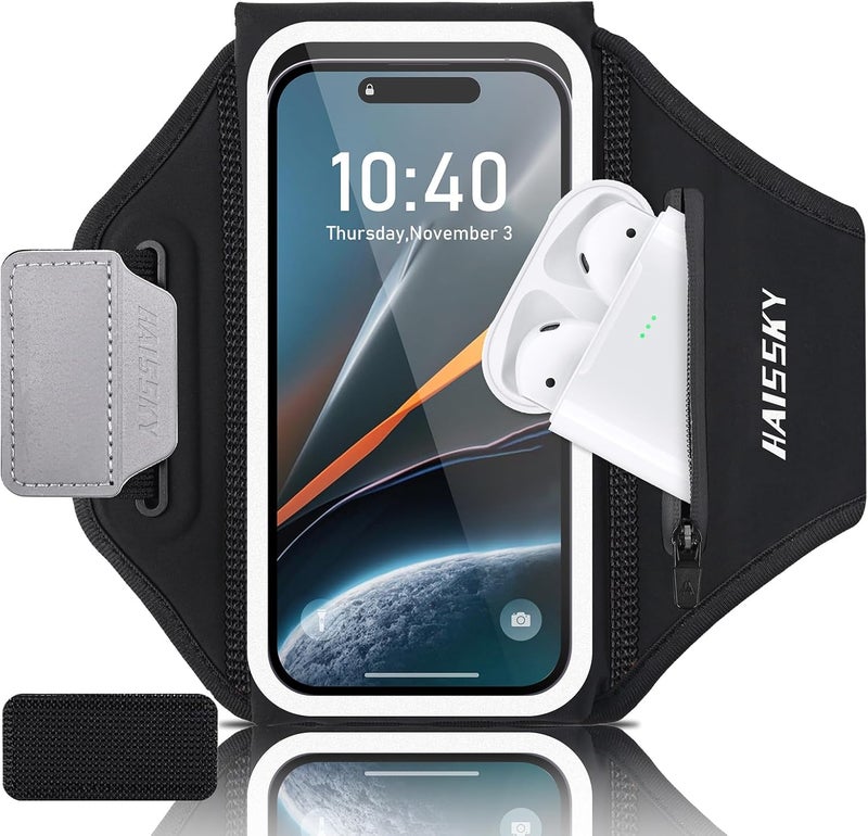 Kebrela Running Phone Armband with Earphone Holder - 3D Design Cell Phone Armband for iPhone 15/14/13 Pro/Plus & Galaxy S20/S10, Water Resistant Sports Phone Holder with Key Slot for 6.9" Device - Image 1